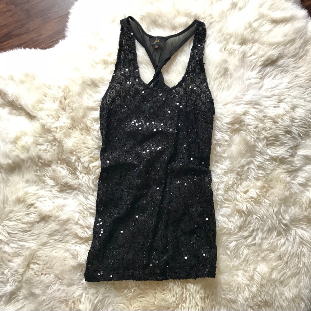 Black Sequined Lace Overlay Tunic